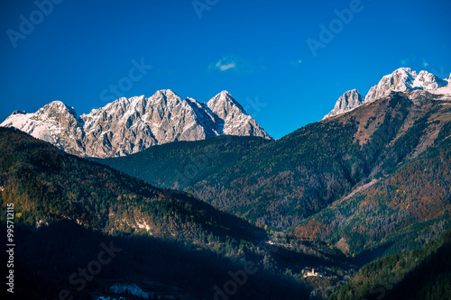 Autumn in Val Degano. Ovaro and its characteristic villages. The house with a hundred windows photo