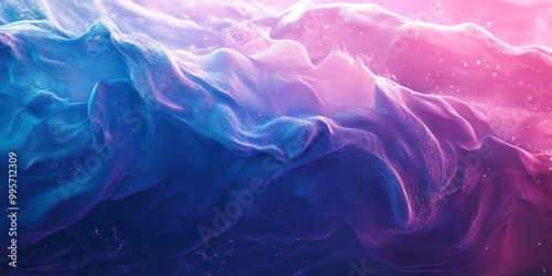 Vibrant Swirling Waves of Blue and Pink Hues Create a Mesmerizing Abstract Pattern in an Ethereal Ambiance