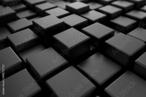 A Close-Up View of Black Square Tiles Arranged in a Geometric Pattern on a Surface