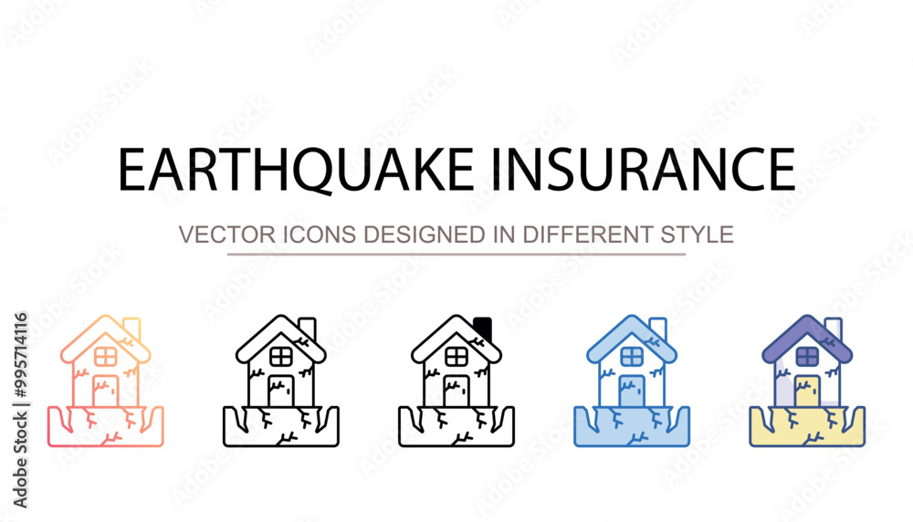 Earthquake Insurance icon design with white background stock illustration Earthquake Insurance icon design with white background stock illustration