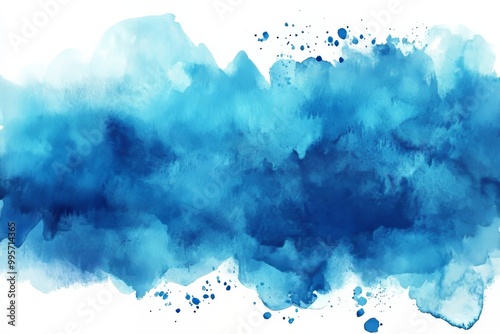 Rich Blue Watercolor Splash Blending Various Shades on a White Background