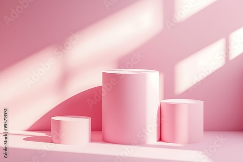 Elegant Minimalistic Stage Designs in Soft Pastel and Bold Colors for Modern Backgrounds