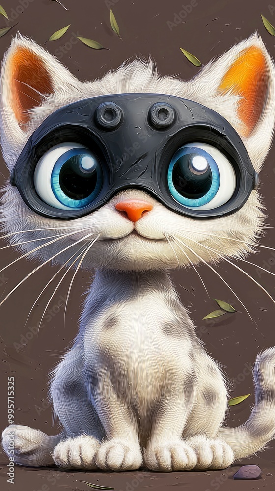 Cute Cartoon Cat Wearing a Mask Cute Cartoon Cat Wearing a Mask
