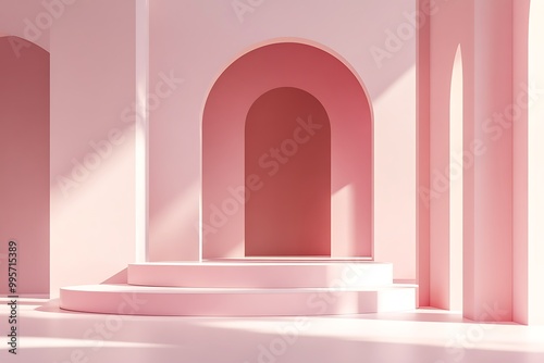 Elegant Minimalistic Stage Designs in Soft Pastel and Bold Colors for Modern Backgrounds