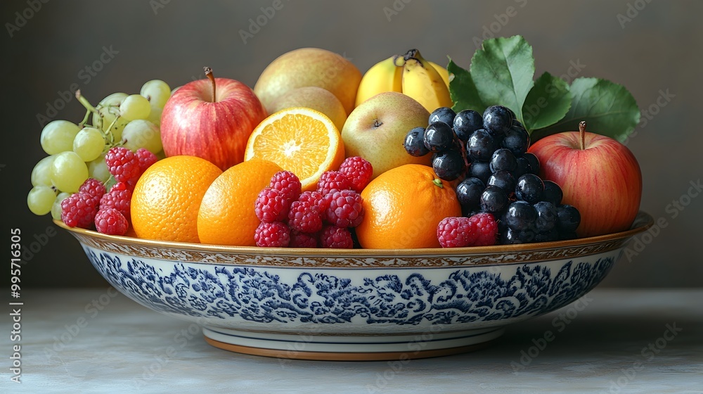 Vibrant Fruit Bowl Still Life with Fresh Produce and Natural Lighting Vibrant Fruit Bowl Still Life with Fresh Produce and Natural Lighting