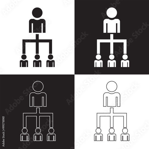 Roles and responsibilities icon isolated on white and black  background. Vector illustration. EPS 10
