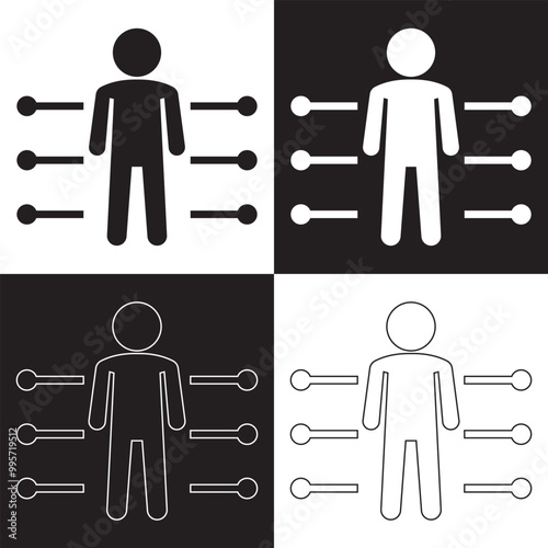 Roles and responsibilities icon isolated on white and black  background. Vector illustration. EPS 10