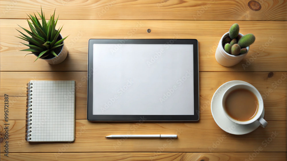 pad white mockup for graphic designers. PC tablet on the table. pad white mockup for graphic designers. PC tablet on the table.