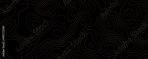 Abstract Topography Design with Wavy Contours and Geometric Grid Lines for a Dark Background Mountain Adventure Map
