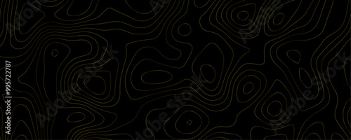 Abstract Black Topography Sketch Featuring Geometric Contours and Wavy Lines for a Seamless Terrain Map Design
