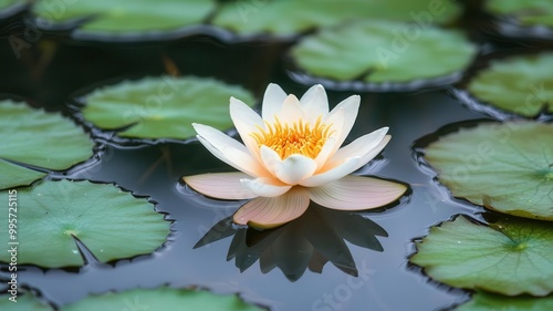 Wallpaper Mural A golden lotus flower floating on water, representing purity and beauty, golden lotus, spiritual luxury Torontodigital.ca