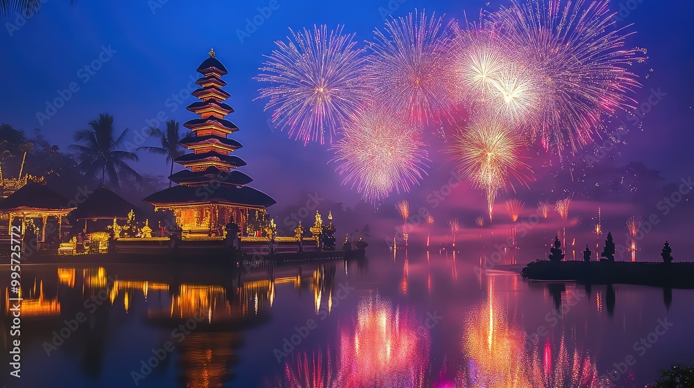 Obraz premium New Year's Eve Celebrations and Fireworks in Major Cities Around The World, Generative AI