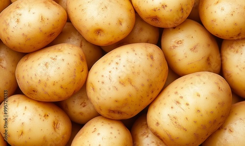 Freshly Harvested Brown Potatoes Piled Together Ready for Sale at a Local Market During Autumn