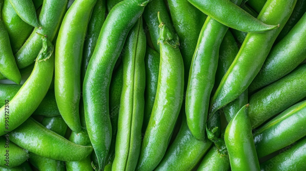 Fresh Green Snap Peas Gathered Together on a White Surface Ready for Cooking or Snacking Fresh Green Snap Peas Gathered Together on a White Surface Ready for Cooking or Snacking