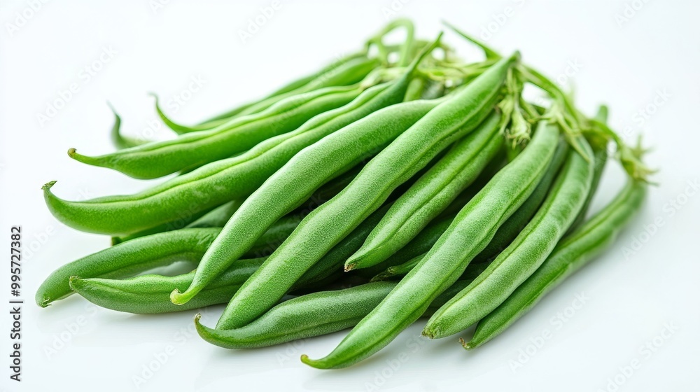 Fresh Green Beans Harvested in a Garden Setting, Showcasing Their Vibrant Color and Texture Fresh Green Beans Harvested in a Garden Setting, Showcasing Their Vibrant Color and Texture