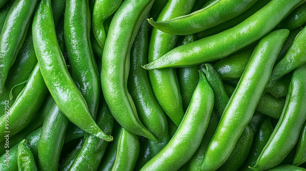 Fresh Green Beans Piled Together in a Vibrant Display at a Local Market Fresh Green Beans Piled Together in a Vibrant Display at a Local Market
