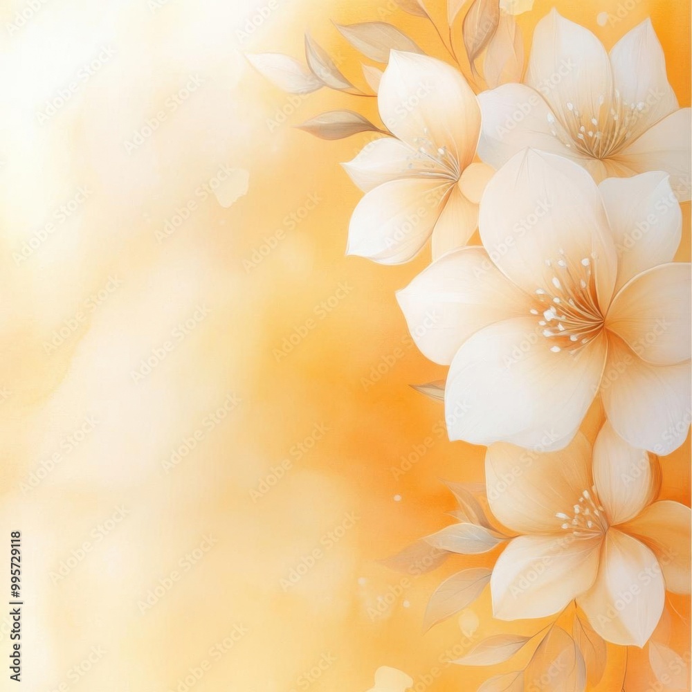 Fototapeta premium A beautiful arrangement of delicate flowers on a warm, soft background, perfect for adding a touch of nature to any design.