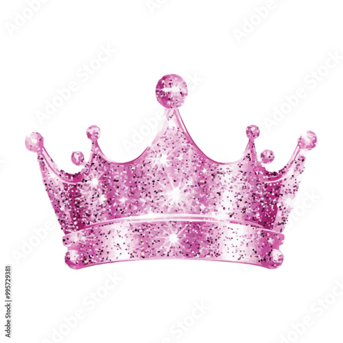 pink glitter queen crown vector