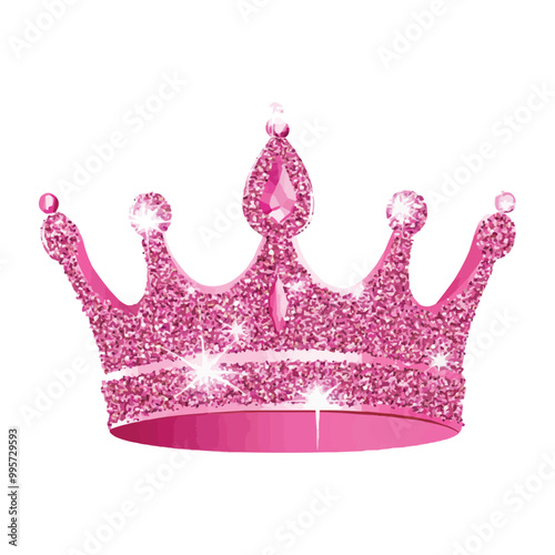 pink glitter queen crown vector