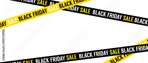 Black Friday sale frame with crime tapes for a banner, flyer, poster. Hi-res vector