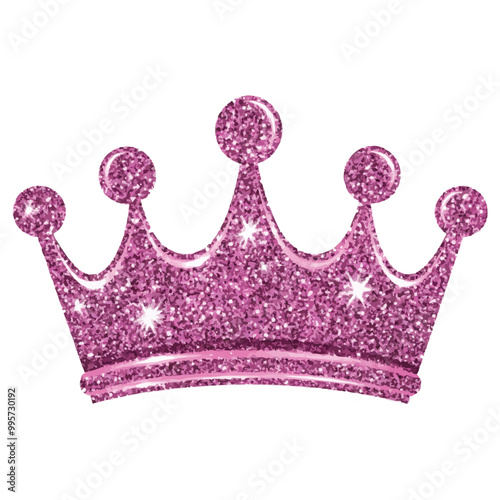 pink glitter queen crown vector