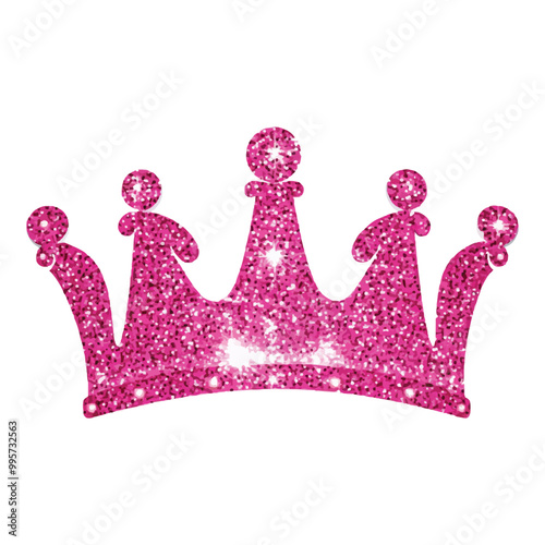 pink glitter queen crown vector