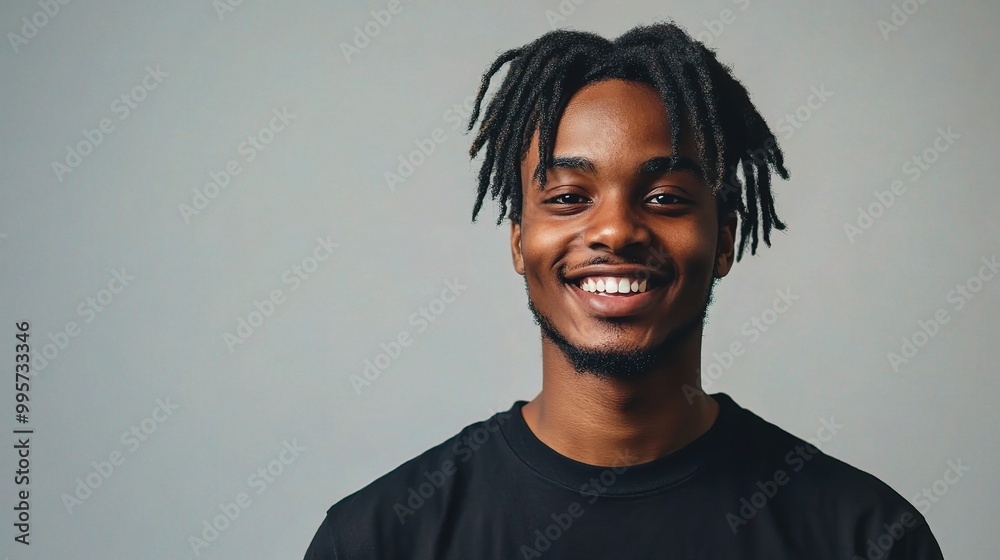 Obraz premium Happy Young Man with Dreadlocks Smiling at Camera