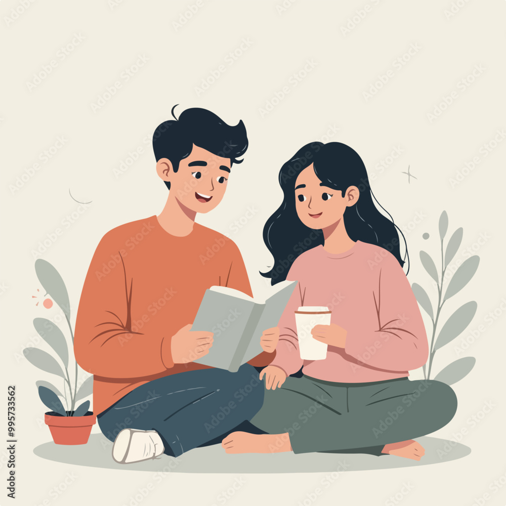 Couple Bonding Over a Book