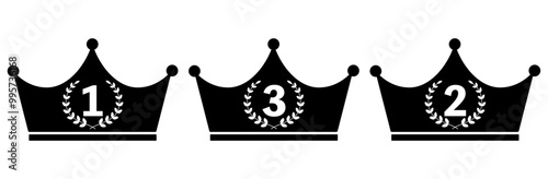 王冠と月桂樹のランキングイラスト　黒