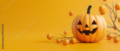 Minimal pumpkin face with bold, simple shapes and smooth lines creating a sleek Halloween design with a modern aesthetic