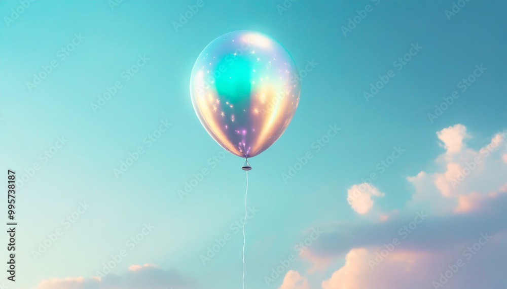 Fototapeta premium 幻想的な青空に浮かぶ風船