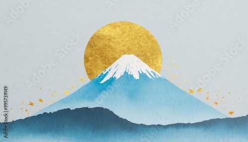 和紙に描いた富士山