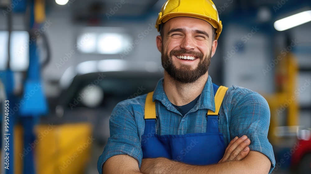 Mechanic laughing while fixing a car, enjoying the handson work in a garage mechanic joy, happy repair Mechanic laughing while fixing a car, enjoying the handson work in a garage mechanic joy, happy repair