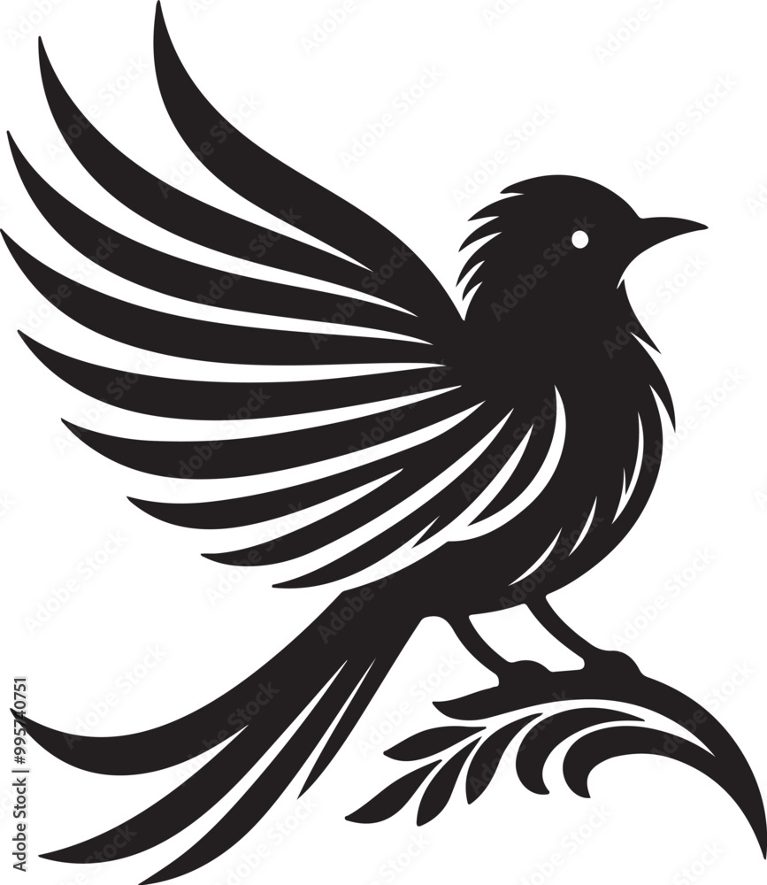 Obraz premium Bird silhouette vector illustration with white background.