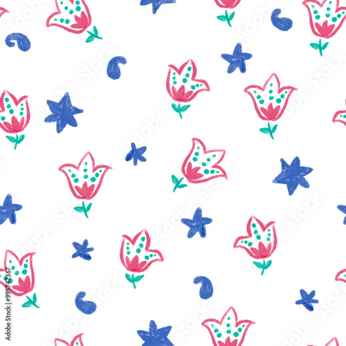 Watercolor floral design with stars