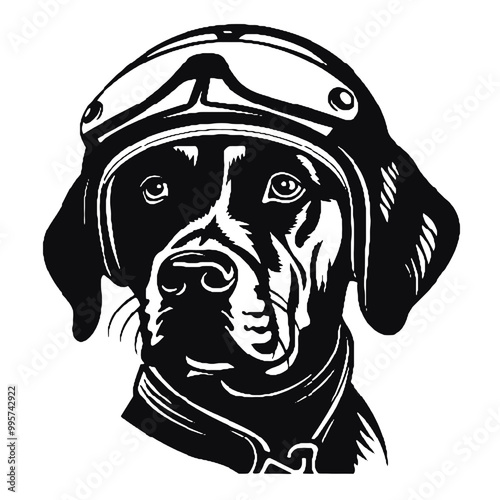 Dog Aviator With Pilot Cap & Goggles vector 