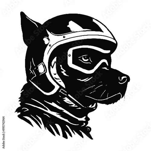 Dog Aviator With Pilot Cap & Goggles vector 