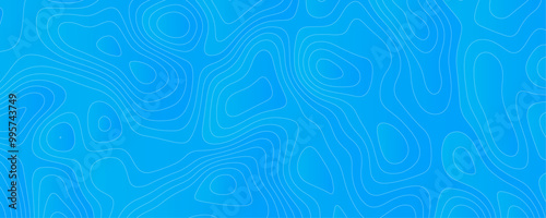 Abstract Vector Topography Design Featuring Geometric Contours and Wavy Terrain Patterns in a Blue Ocean-Themed Background 