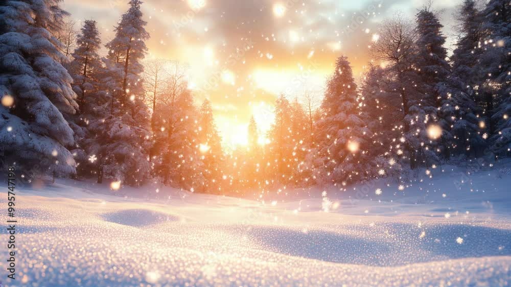 Snow in the forest, heavy snow falling through the trees, and a beautiful Christmas winter landscape Snow in the forest, heavy snow falling through the trees, and a beautiful Christmas winter landscape