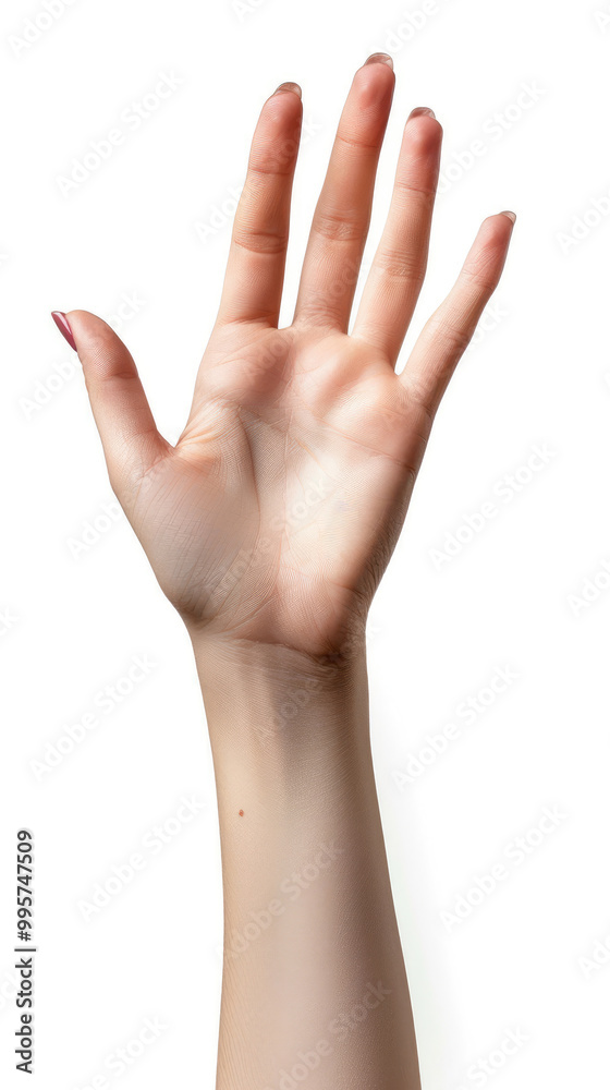 close-up of woman's arms and hands open gesture facing up isolated on white background close-up of woman's arms and hands open gesture facing up isolated on white background