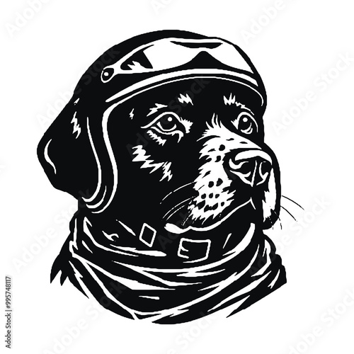 Dog Aviator With Pilot Cap & Goggles silhouette vector illustration transparent background