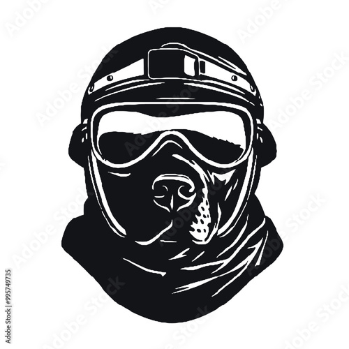 Dog Aviator With Pilot Cap & Goggles silhouette vector illustration transparent background