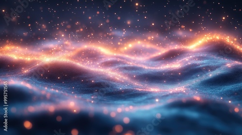 Ethereal Landscape With Shimmering Teal And Purple Glow