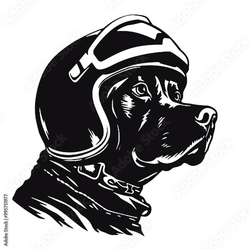 Dog Aviator With Pilot Cap & Goggles silhouette vector illustration transparent background