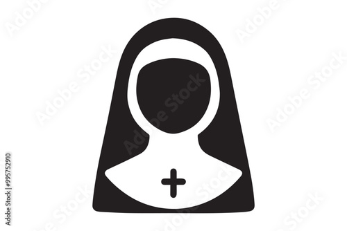 Nun clipart vector silhouette isolated in white background