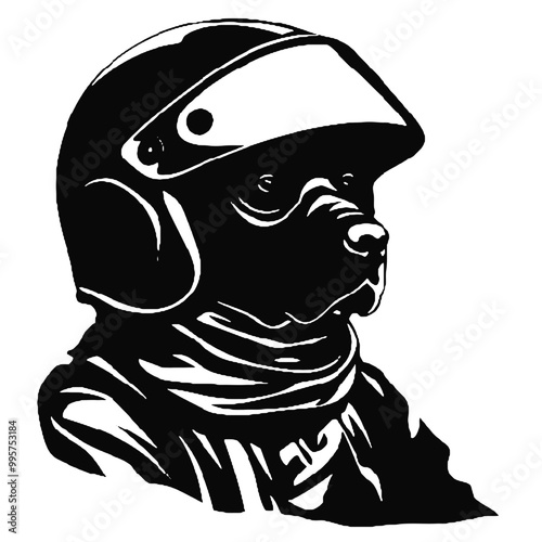 Dog Aviator With Pilot Cap & Goggles silhouette vector illustration transparent background