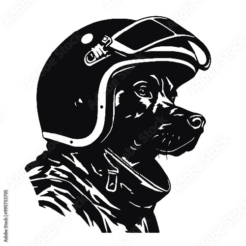 Dog Aviator With Pilot Cap & Goggles silhouette vector illustration transparent background