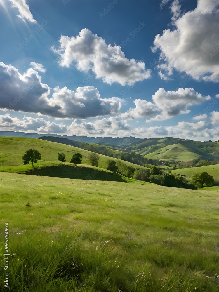 Fototapeta premium A field of wildflowers with mountains in the background 