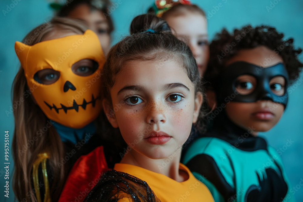 Children sitting in a classroom with Halloween decorations back to school concept generative AI Children sitting in a classroom with Halloween decorations back to school concept generative AI