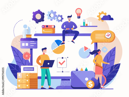 Flat design style illustrations of project management, business workflow, research and development. Vector concepts for website banner, marketing material, business presentation
